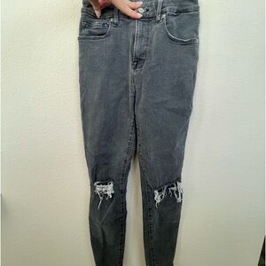 Good American faded gray/black distressed skinny jean